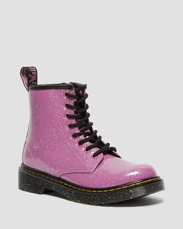 Dětské Šněrovací Boty Dr Martens Junior 1460 Glitter Růžové | CZ 145BEX